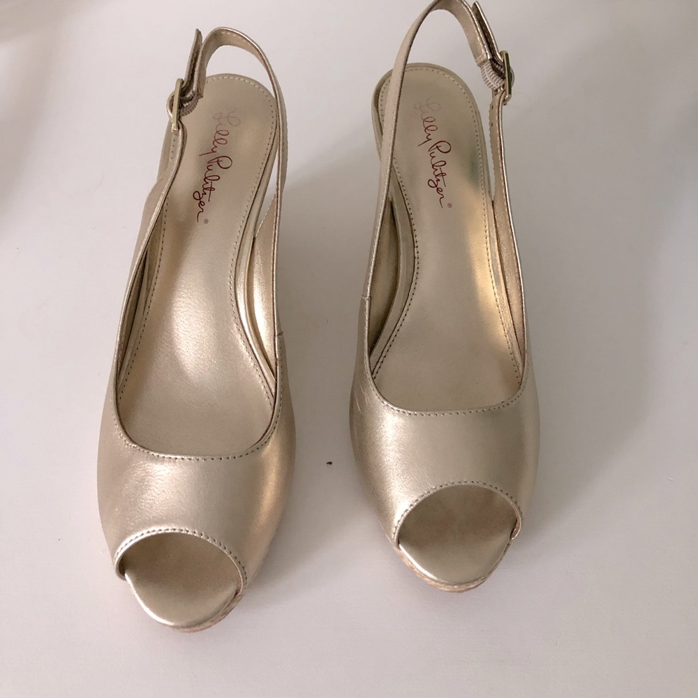 Lilly Pulitzer gold espadrilles
